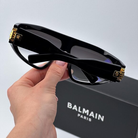 Balmain B-ESCAPE BPS-143A-62 Men BRAND NEW Sunglasses Titanium Black Gold Grey - Picture 3 of 12